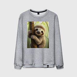 Свитшот хлопковый мужской Ленивец в лесу, цвет: меланж