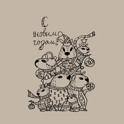 Свитшот хлопковый мужской Новогодняя семья капибары - раскраска, цвет: миндальный — фото 2