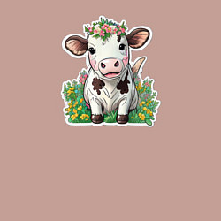 Свитшот хлопковый мужской Коровка в весенних цветах, цвет: пыльно-розовый — фото 2