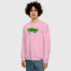 Свитшот хлопковый мужской Зелёная рыбка, цвет: светло-розовый — фото 2