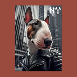 Свитшот хлопковый мужской Dude bull terrier in New York - ai art, цвет: кирпичный — фото 2