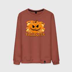 Свитшот хлопковый мужской Orange holiday halloween, цвет: кирпичный