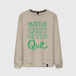 Свитшот хлопковый мужской Hustle hit never quit, цвет: миндальный