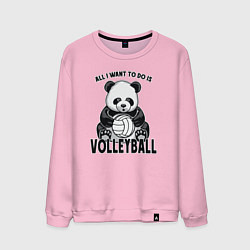 Свитшот хлопковый мужской Panda volleyball, цвет: светло-розовый