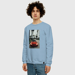 Свитшот хлопковый мужской Современные машины, цвет: мягкое небо — фото 2