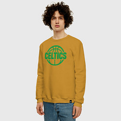 Свитшот хлопковый мужской Celtics ball, цвет: горчичный — фото 2