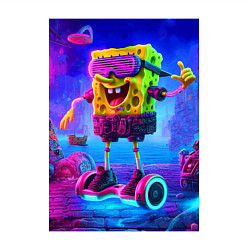 Свитшот хлопковый мужской Sponge Bob on a gyro scooter - ai art, цвет: белый — фото 2