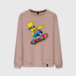 Свитшот хлопковый мужской Bart Simpson on a skateboard - extreme, цвет: пыльно-розовый