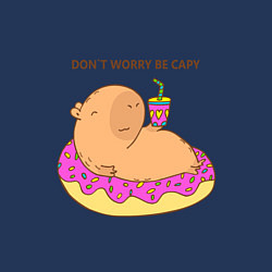 Свитшот хлопковый мужской Капибара dont worry be capy, цвет: тёмно-синий — фото 2