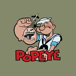 Свитшот хлопковый мужской Попай - бицепс, цвет: авокадо — фото 2