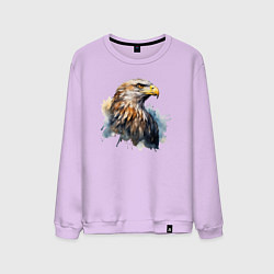 Свитшот хлопковый мужской Акварельный орел в брызгах краски, цвет: лаванда