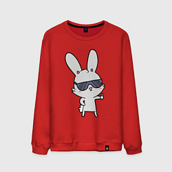 Свитшот хлопковый мужской Заяц в очках, цвет: красный