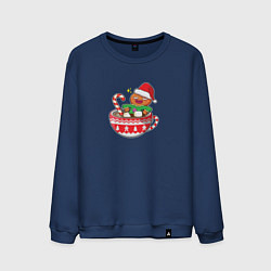 Свитшот хлопковый мужской Новогодний пряня, цвет: тёмно-синий