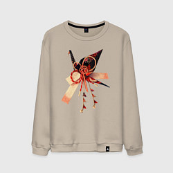 Свитшот хлопковый мужской Мидзухики: журавлик и бубенцы, цвет: миндальный