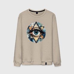 Свитшот хлопковый мужской Акварельный глаз, цвет: миндальный