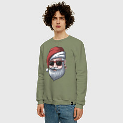 Свитшот хлопковый мужской Хипстер Санта, цвет: авокадо — фото 2