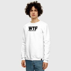 Свитшот хлопковый мужской WTF какого, цвет: белый — фото 2