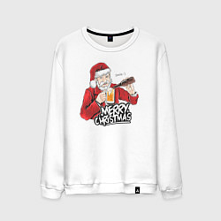 Свитшот хлопковый мужской Smile santa, цвет: белый