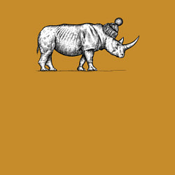 Свитшот хлопковый мужской Носорог стильный в профиль, цвет: горчичный — фото 2