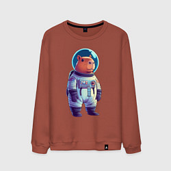 Свитшот хлопковый мужской Капибара бравый космонавт, цвет: кирпичный
