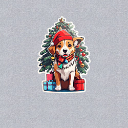 Свитшот хлопковый мужской Новогодняя cобака с подарками, цвет: меланж — фото 2