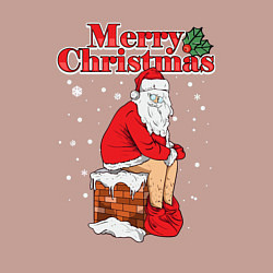 Свитшот хлопковый мужской Санта на крыше, цвет: пыльно-розовый — фото 2