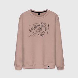Свитшот хлопковый мужской Формула 1 контур, цвет: пыльно-розовый