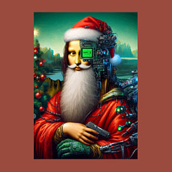 Свитшот хлопковый мужской Mona Lisa in Santa costume - cyberpunk, цвет: кирпичный — фото 2