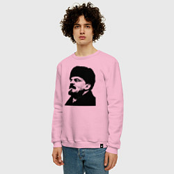 Свитшот хлопковый мужской Ленин в шапке, цвет: светло-розовый — фото 2