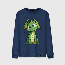 Свитшот хлопковый мужской Маленький дракончик, цвет: тёмно-синий