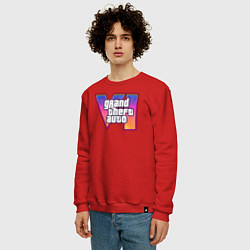 Свитшот хлопковый мужской GTA 6 logo, цвет: красный — фото 2