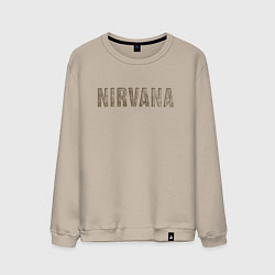 Свитшот хлопковый мужской Nirvana grunge text, цвет: миндальный