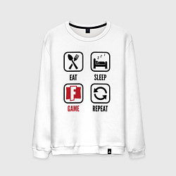 Свитшот хлопковый мужской Eat - sleep - Fortnite - repeat, цвет: белый