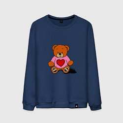 Свитшот хлопковый мужской Плюшевый мишка с сердечком, цвет: тёмно-синий