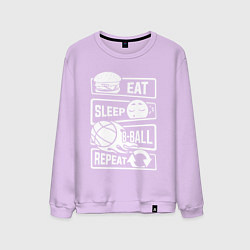 Свитшот хлопковый мужской Еда сон баскетбол, цвет: лаванда