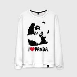 Свитшот хлопковый мужской I love panda, цвет: белый