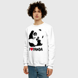 Свитшот хлопковый мужской I love panda, цвет: белый — фото 2