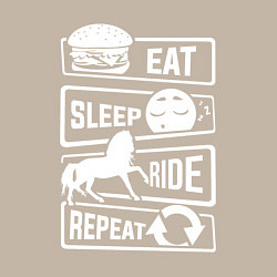 Свитшот хлопковый мужской Еда сон верховая езда, цвет: миндальный — фото 2