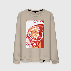 Свитшот хлопковый мужской Gagarin in red, цвет: миндальный