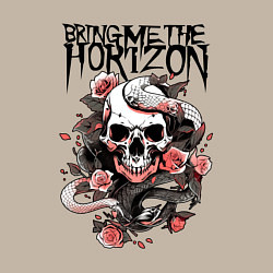 Свитшот хлопковый мужской Bring Me the Horizon - A skull with roses, цвет: миндальный — фото 2