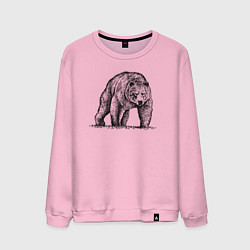 Свитшот хлопковый мужской Медведь серьезный, цвет: светло-розовый
