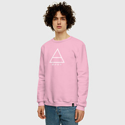 Свитшот хлопковый мужской 30 Seconds to mars логотип треугольник, цвет: светло-розовый — фото 2