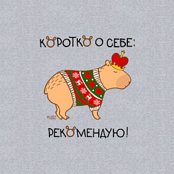 Свитшот хлопковый мужской Мем капибара в короне: рекомендую, цвет: меланж — фото 2