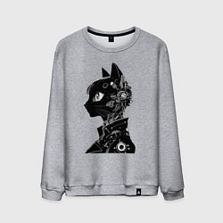 Свитшот хлопковый мужской Кибер кошечка - аниме, цвет: меланж
