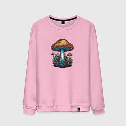 Свитшот хлопковый мужской Психоделические грибы, цвет: светло-розовый
