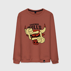 Свитшот хлопковый мужской Bulls logo with hands, цвет: кирпичный