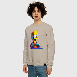 Свитшот хлопковый мужской Bart is an avid gamer, цвет: миндальный — фото 2