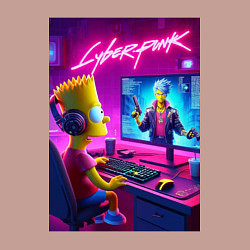 Свитшот хлопковый мужской Gamer Bart - cyberpunk, цвет: пыльно-розовый — фото 2