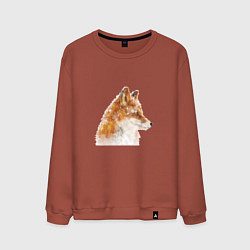 Свитшот хлопковый мужской Лиса зимой, цвет: кирпичный