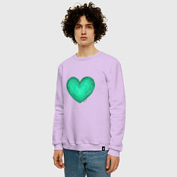 Свитшот хлопковый мужской Рисунок сердце бирюзового цвета, цвет: лаванда — фото 2